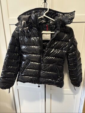 Moncler Kids Shiny Black Quilted Hooded Puffer Jacket